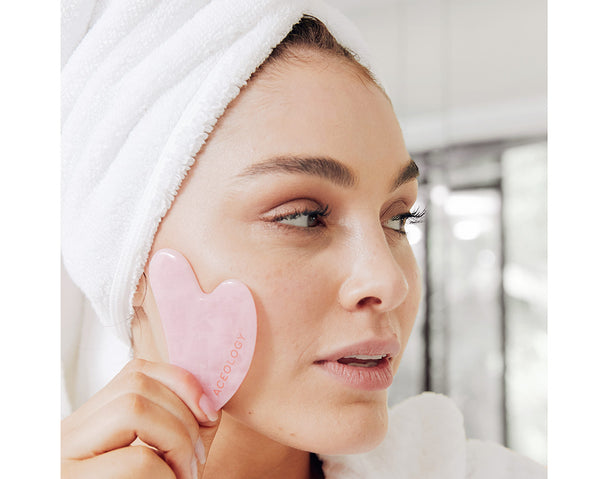 Rose Quartz Gua Sha Facial Massager | Aceology Beauty